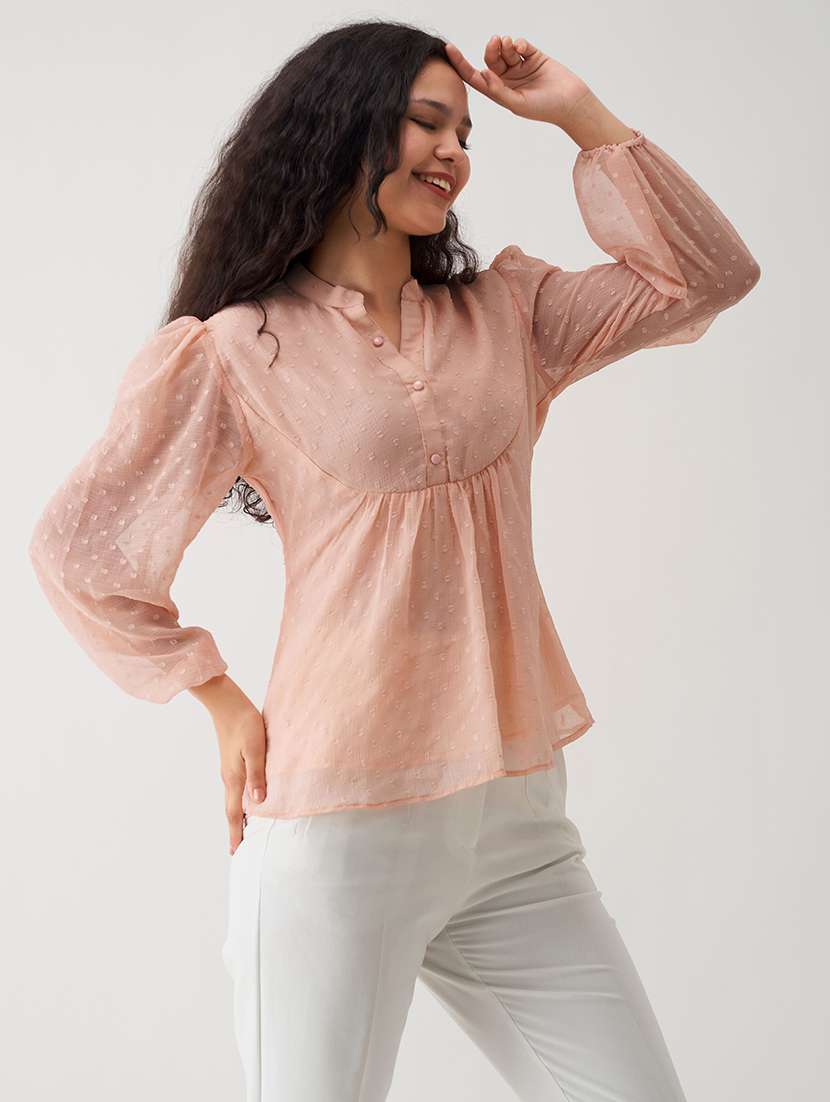 women orange polyester regular top - 21311834 -  Standard Image - 3