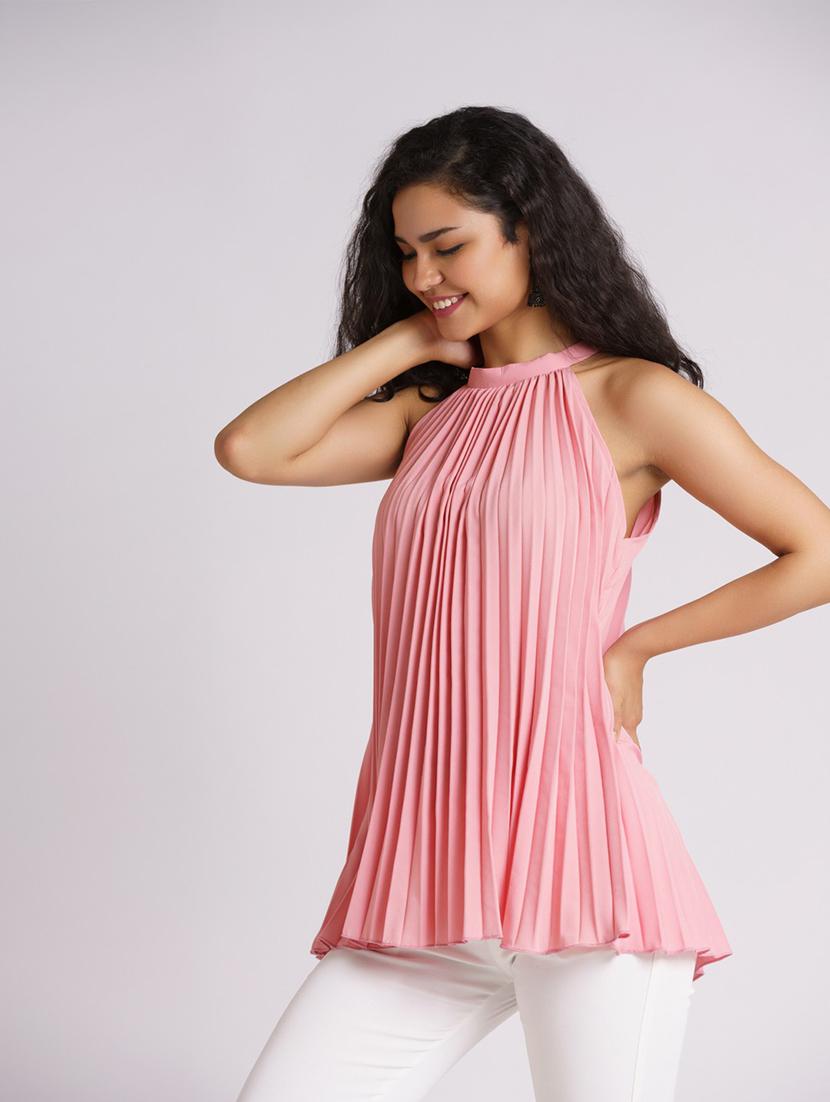 women pink crepe a-line top - 21311882 - Standard Image - 3