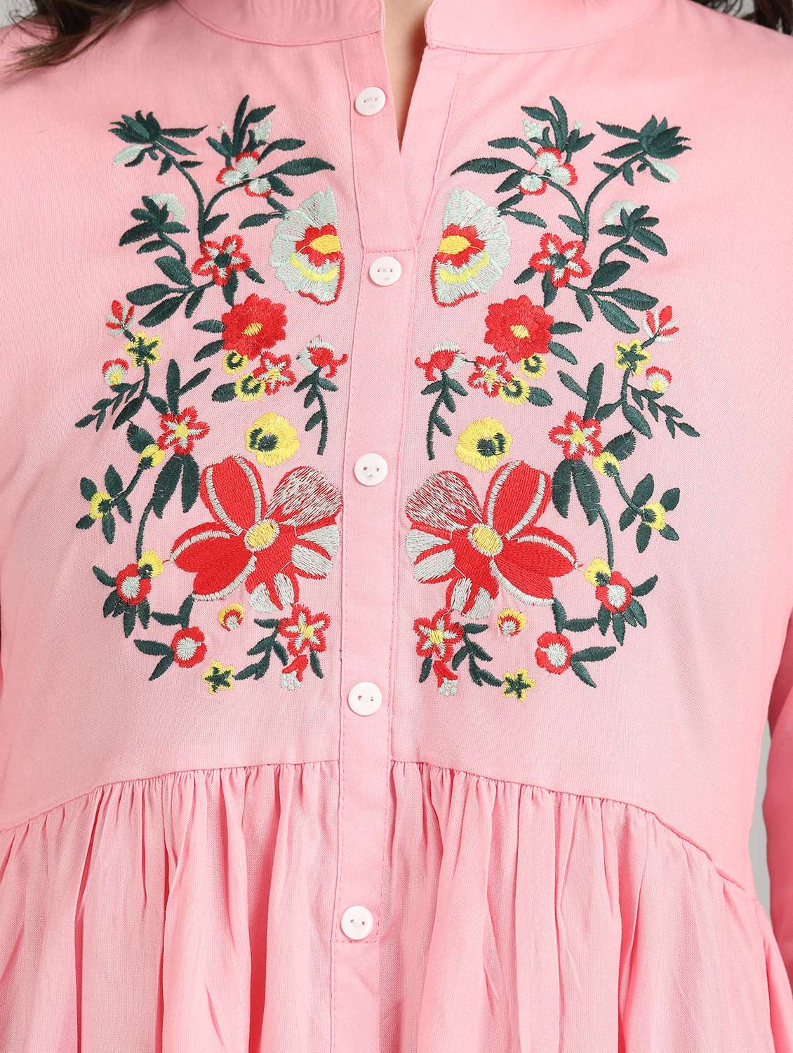 women pink rayon peplum top - 21311952 -  Standard Image - 5