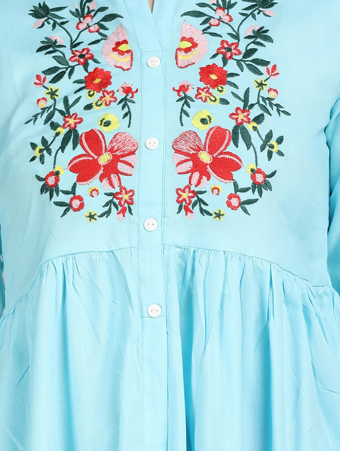 women blue rayon peplum top - 21311953 - Standard Image - 5