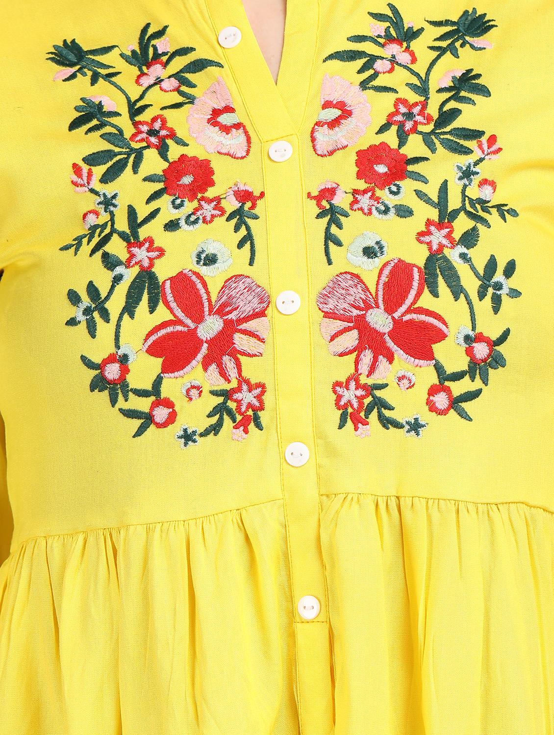 women yellow rayon peplum top - 21311954 - Standard Image - 5