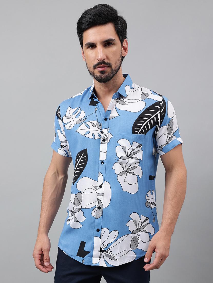men short sleeved floral printed casual shirt - 21311961 - Zoom Image - 0