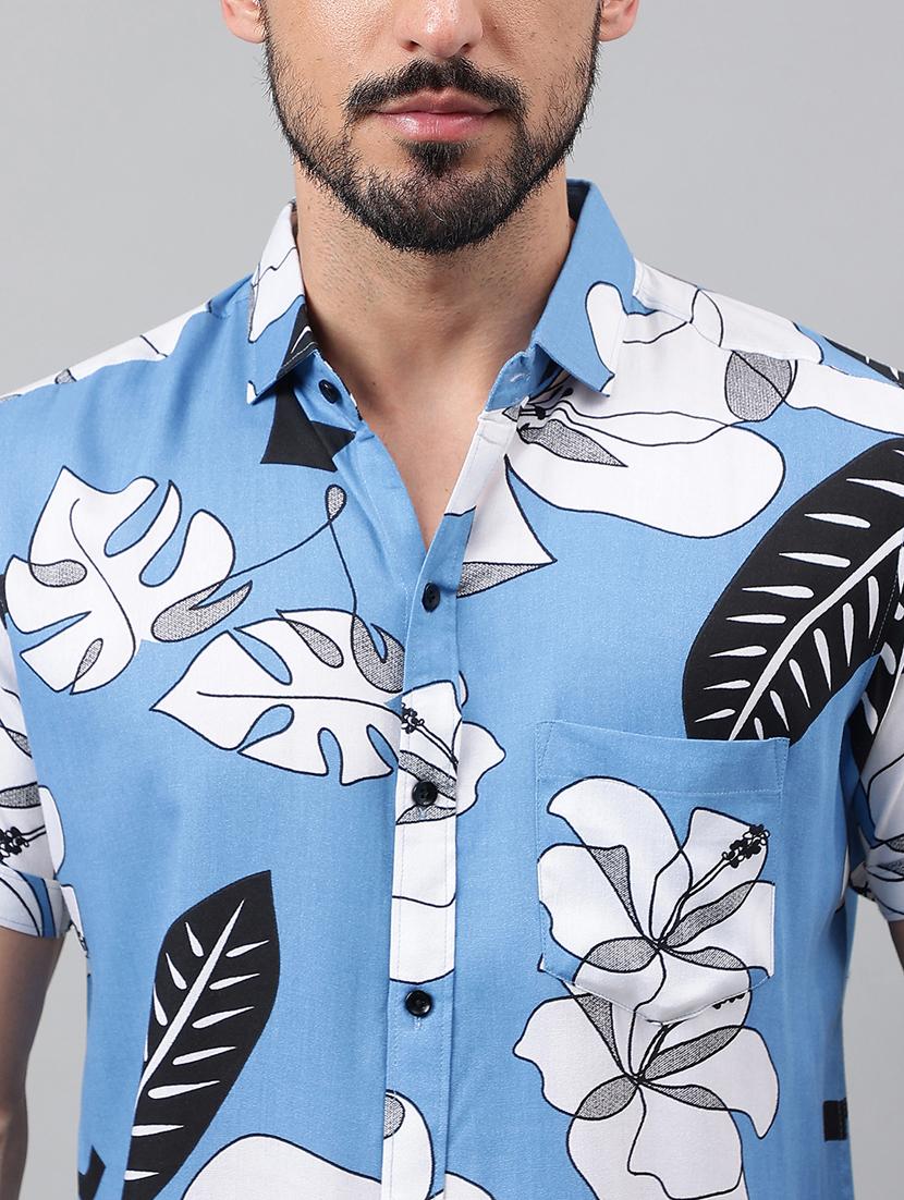 men short sleeved floral printed casual shirt - 21311961 - Standard Image - 5
