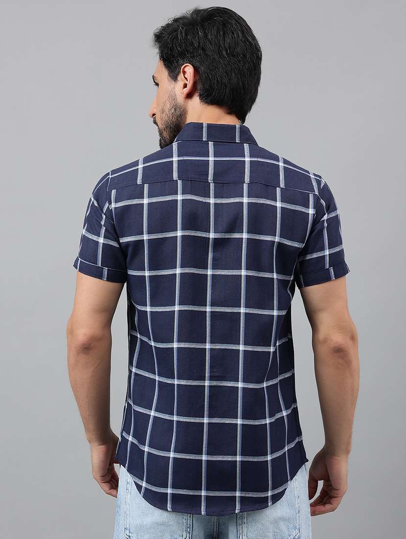 men short sleeved checkered casual shirt - 21311967 - Standard Image - 3