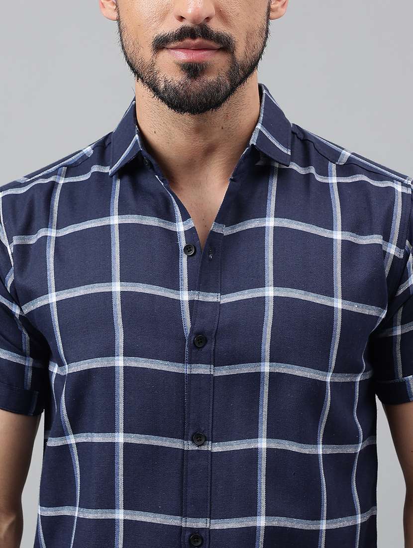 men short sleeved checkered casual shirt - 21311967 - Standard Image - 5