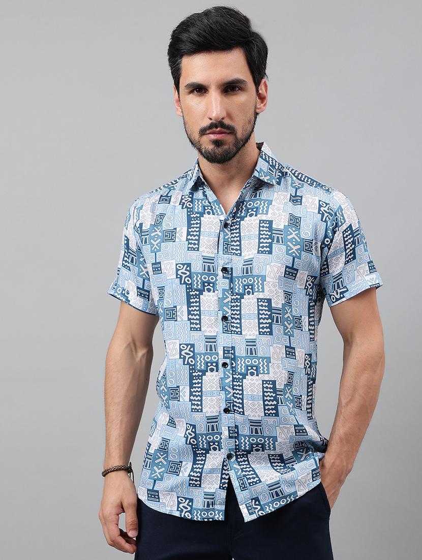 men short sleeved printed casual shirt - 21311988 - Zoom Image - 0