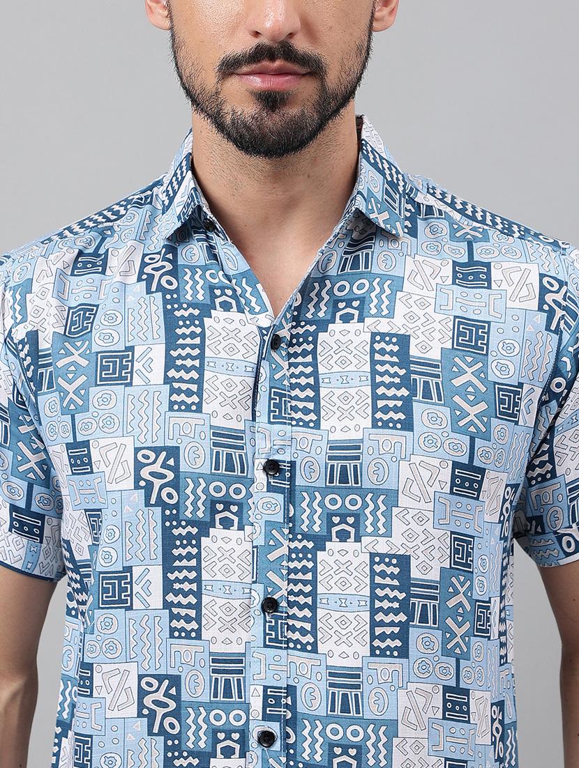 men short sleeved printed casual shirt - 21311988 - Standard Image - 5