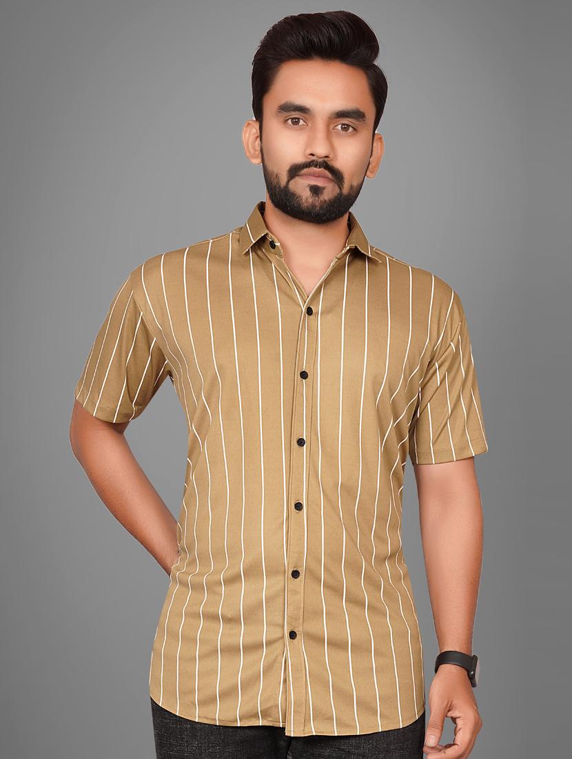 men short sleeved striped casual shirt - 21311993 - Zoom Image - 0