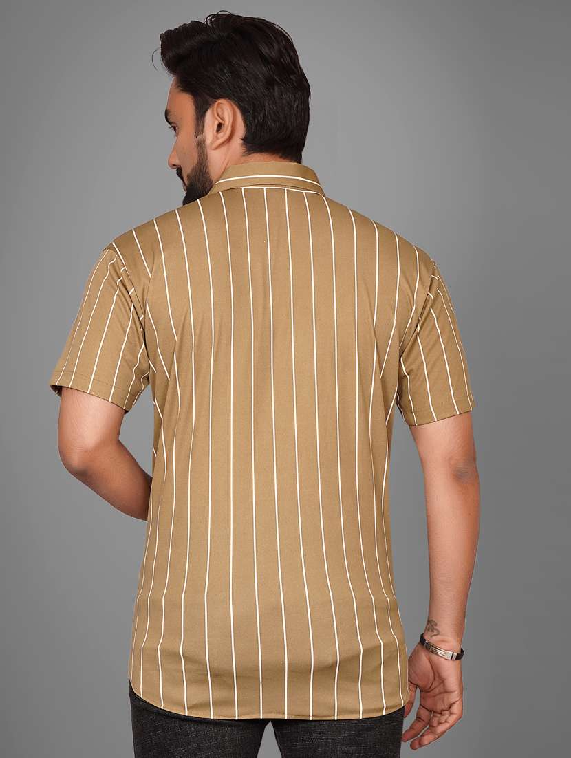 men short sleeved striped casual shirt - 21311993 - Standard Image - 3