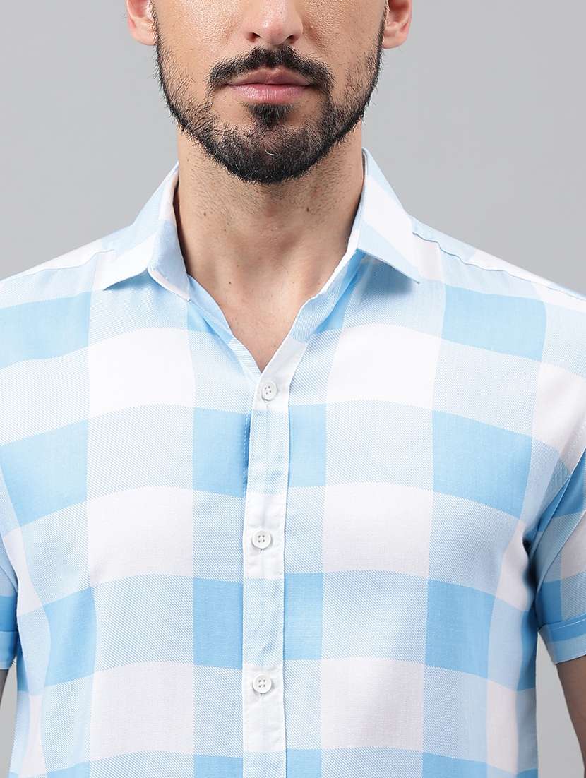 men short sleeved checkered casual shirt - 21312002 - Standard Image - 5