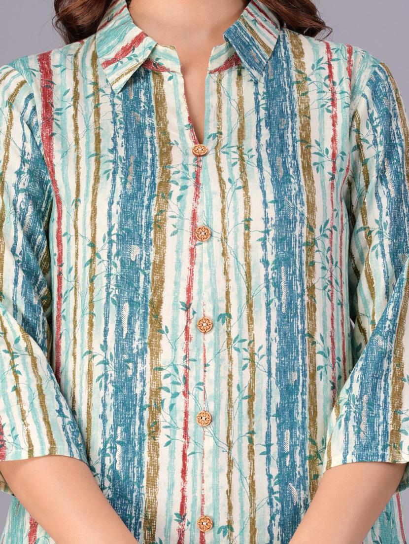 women three quarter sleeve straight kurta - 21313599 - Standard Image - 5