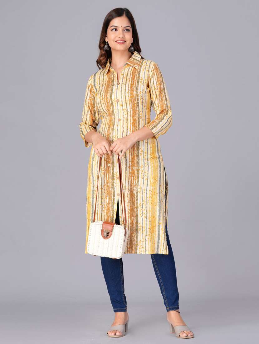 women three quarter sleeve straight kurta - 21313601 -  Zoom Image - 0