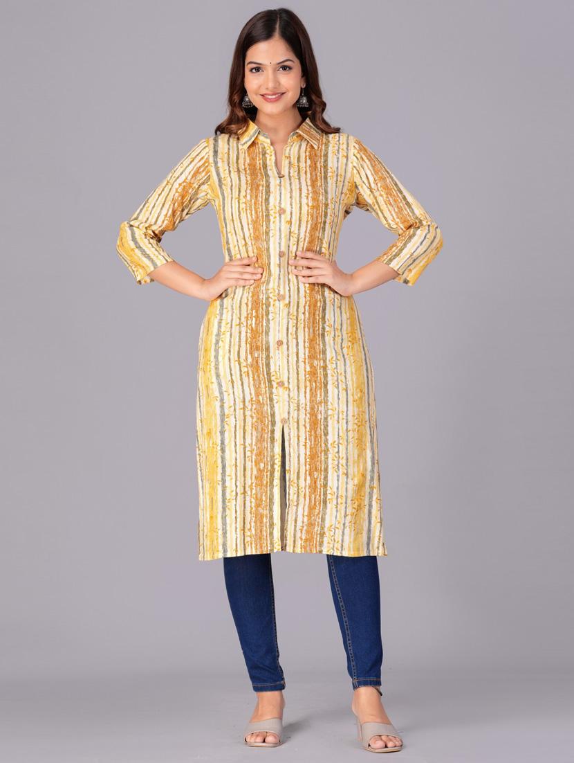 women three quarter sleeve straight kurta - 21313601 - Standard Image - 5