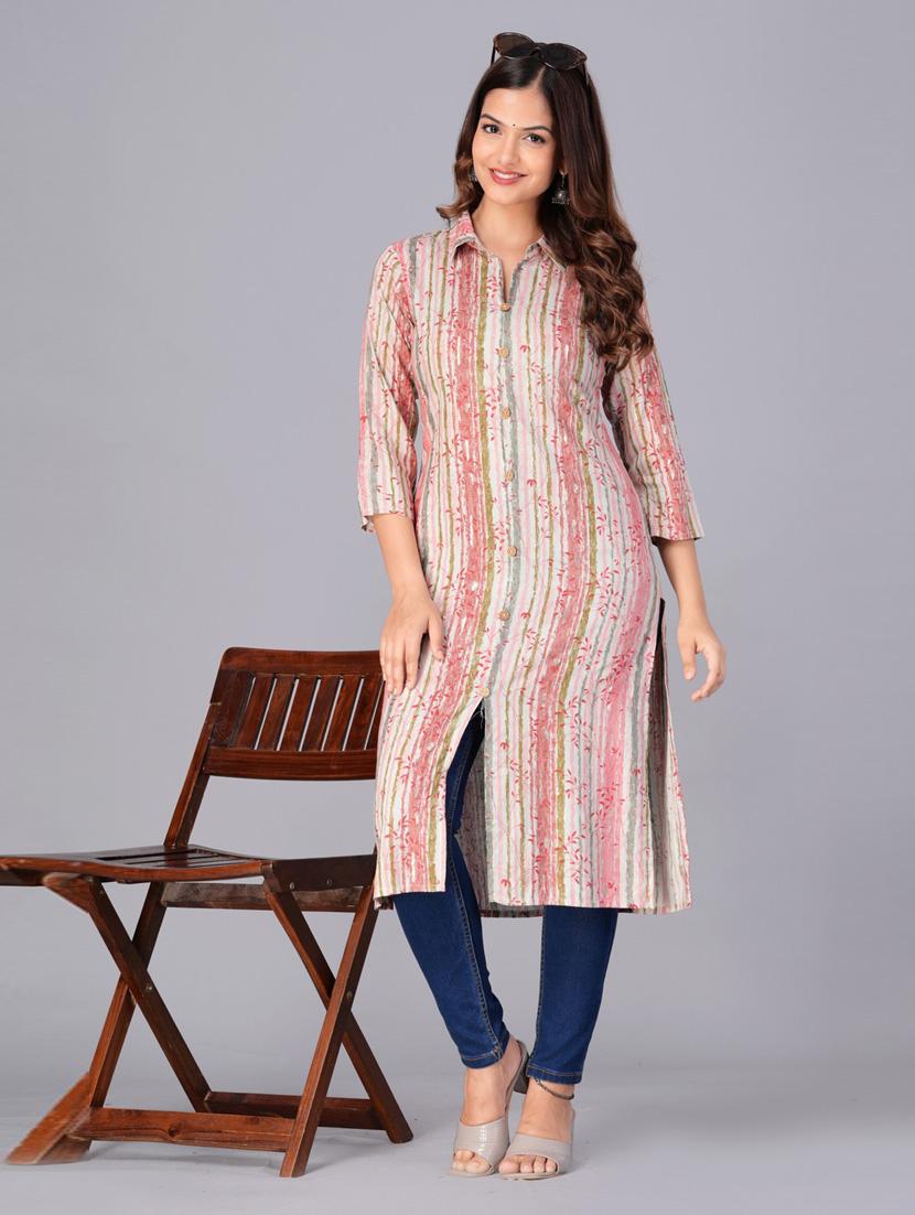 women three quarter sleeve straight kurta - 21313602 - Zoom Image - 0