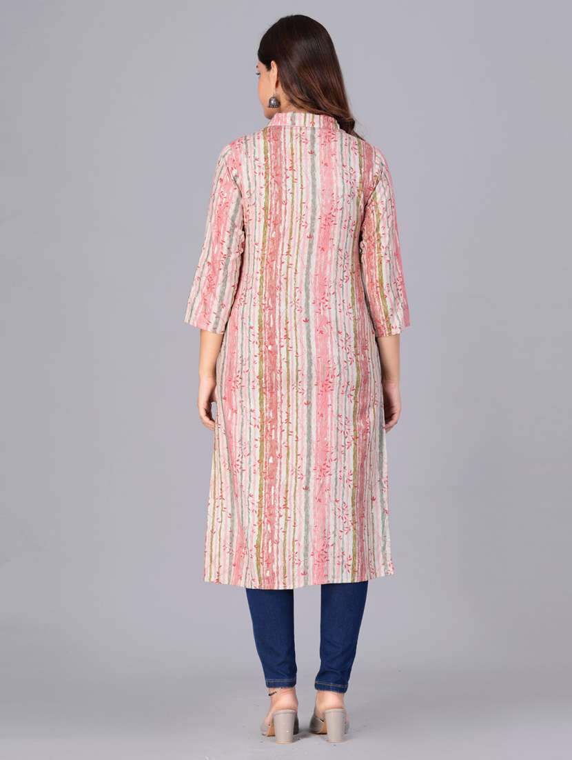 women three quarter sleeve straight kurta - 21313602 - Standard Image - 3