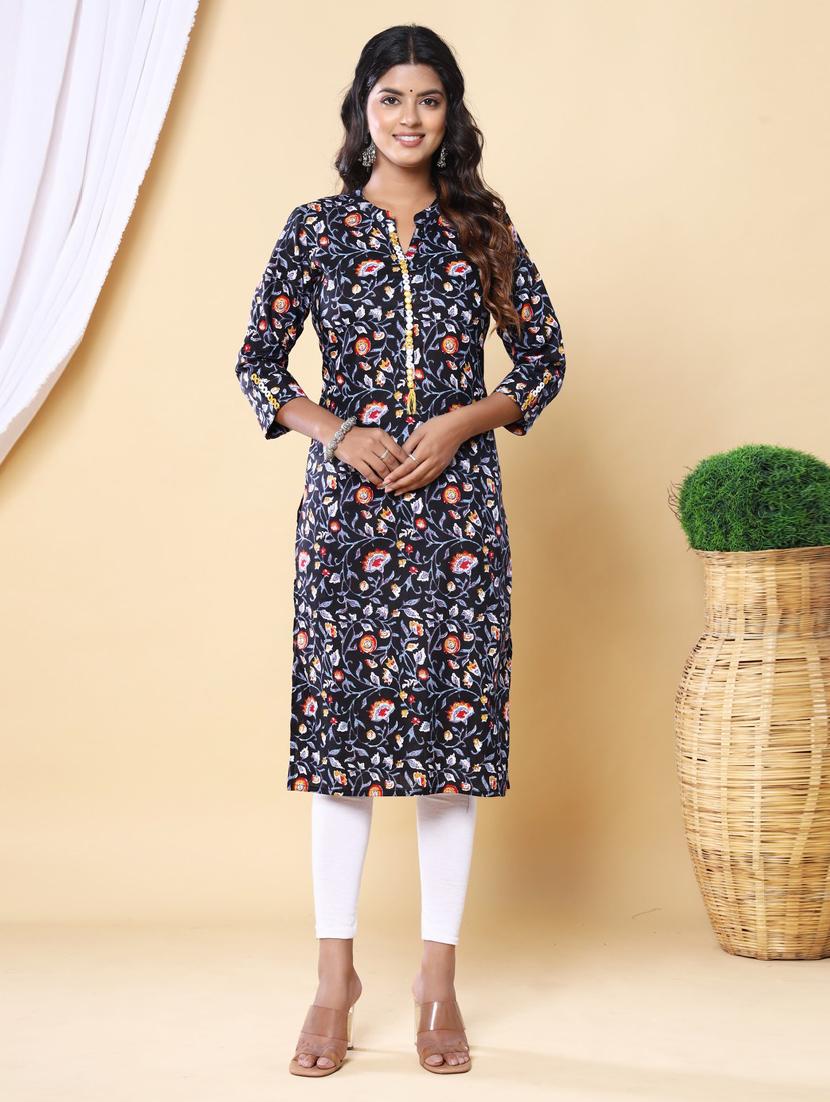 women three quarter sleeve straight kurta - 21313603 - Zoom Image - 0