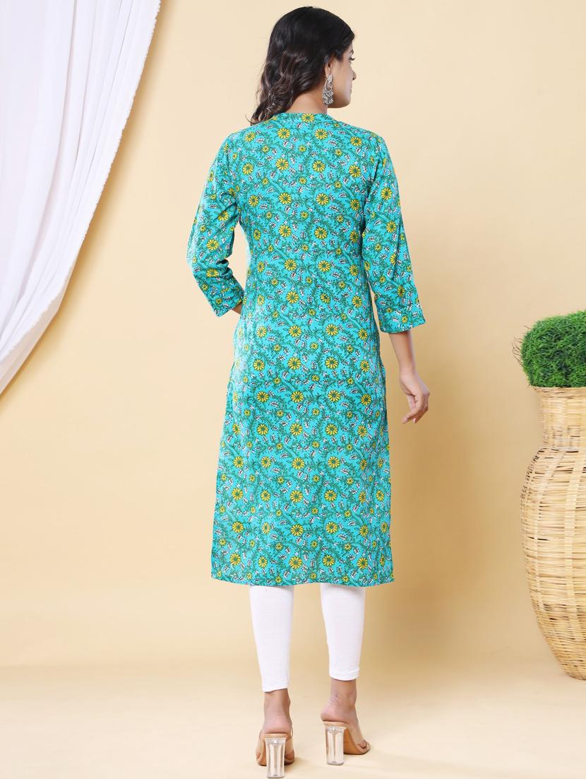 women three quarter sleeve straight kurta - 21313604 - Standard Image - 3