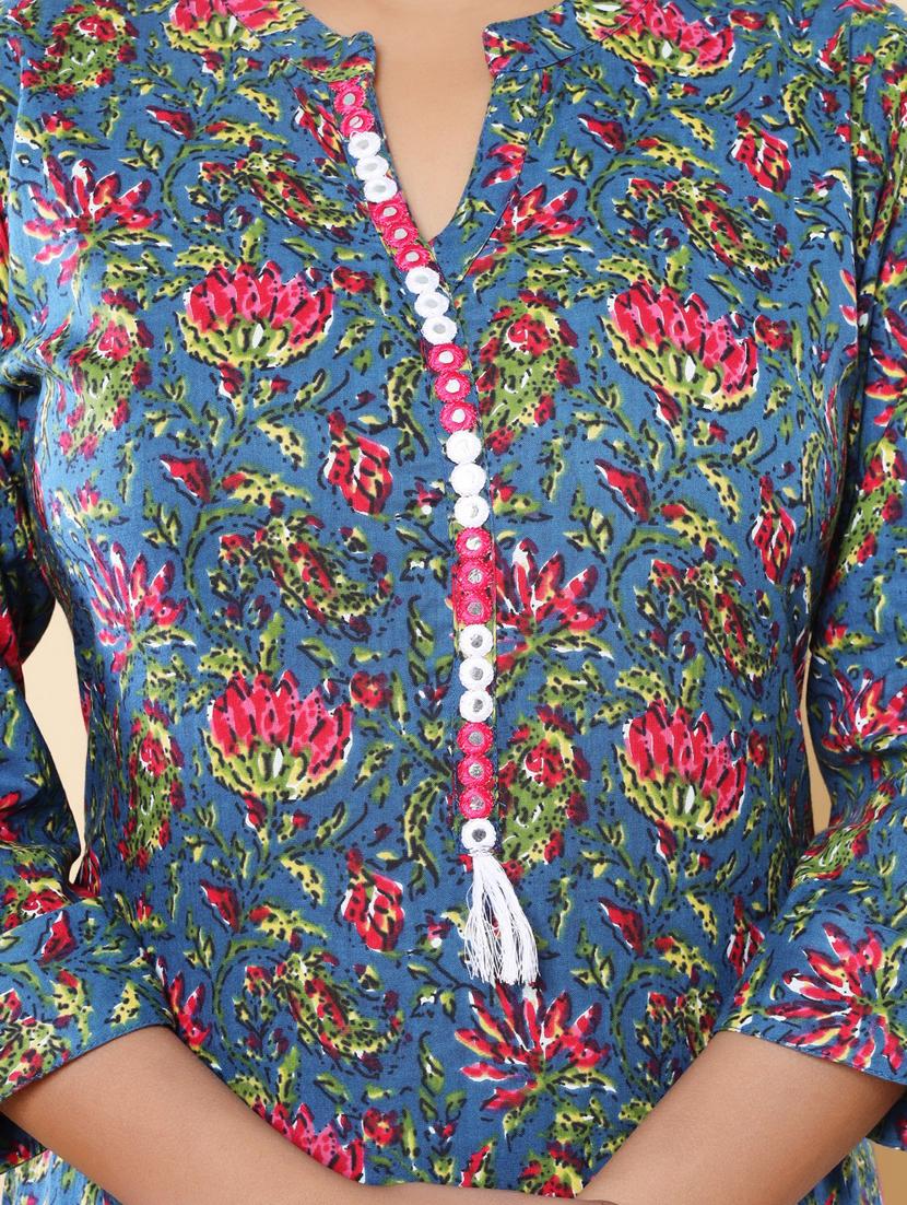 women three quarter sleeve straight kurta - 21313605 - Standard Image - 5