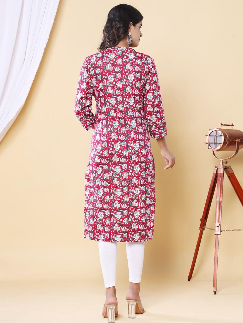 women three quarter sleeve straight kurta - 21313606 - Standard Image - 3