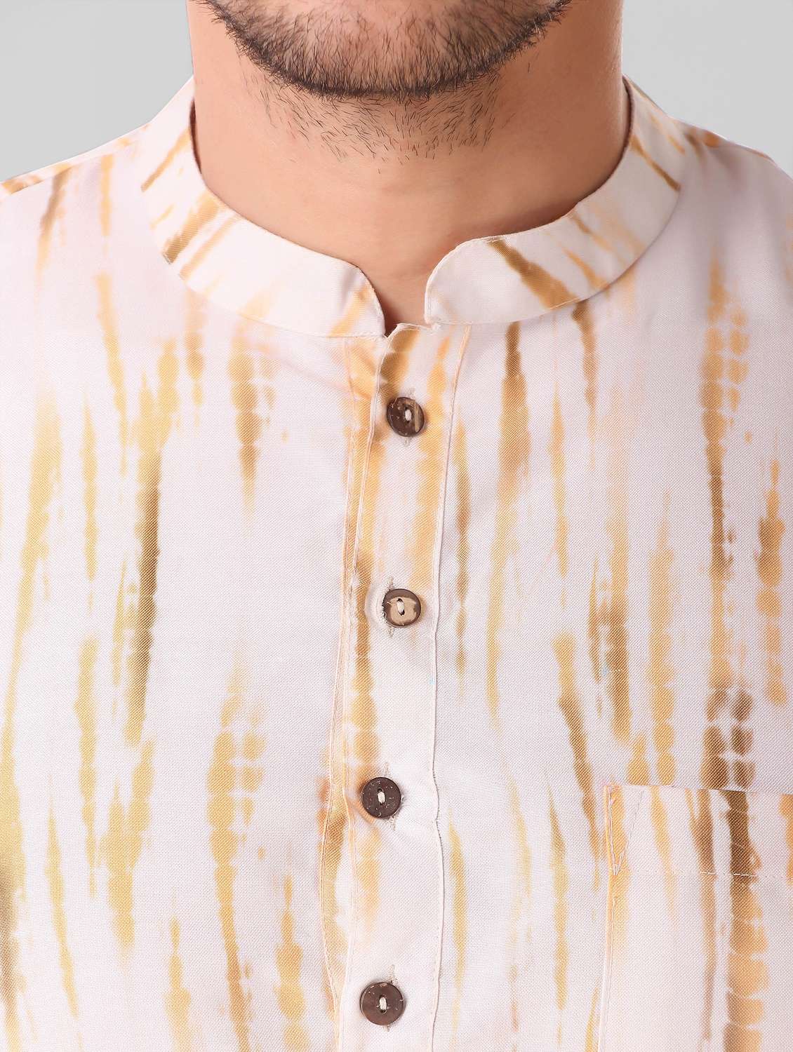 men printed mandrain neck short kurta - 21313749 - Standard Image - 3