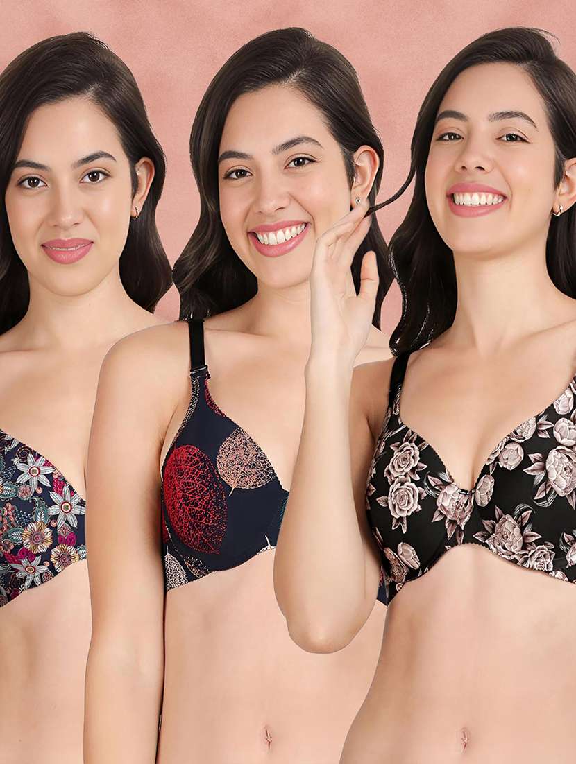 pack of 3 printed bra combos