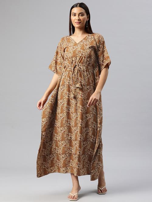 women white poly crepe kaftan dress - 21313874 - Standard Image - 0