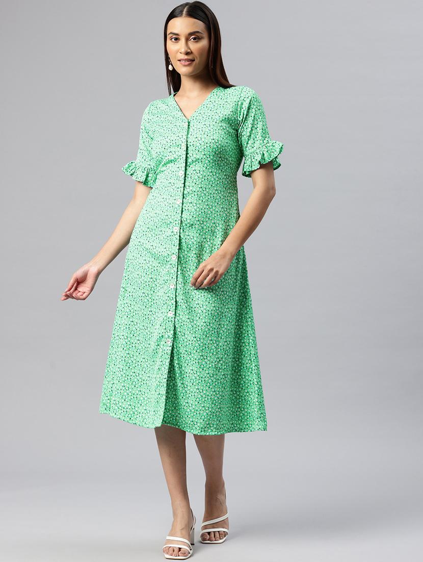 women printed button down a-line dress - 21313879 -  Zoom Image - 0