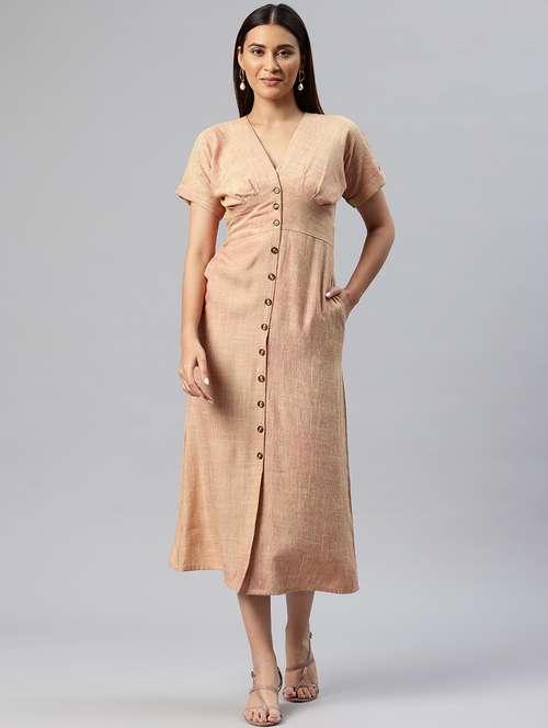 women solid button down a-line dress - 21313892 -  Standard Image - 0