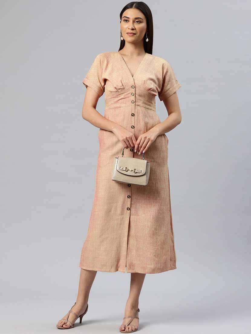 women solid button down a-line dress - 21313892 -  Standard Image - 3