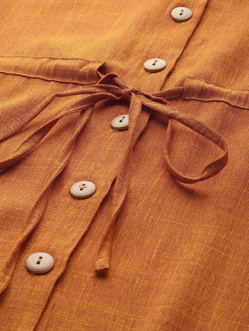 Women Solid Collared Button Down Shirt Dress