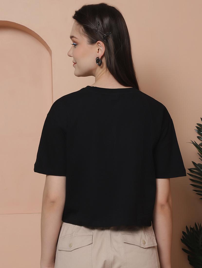 women solid crop oversized t-shirt - 21315086 - Standard Image - 3