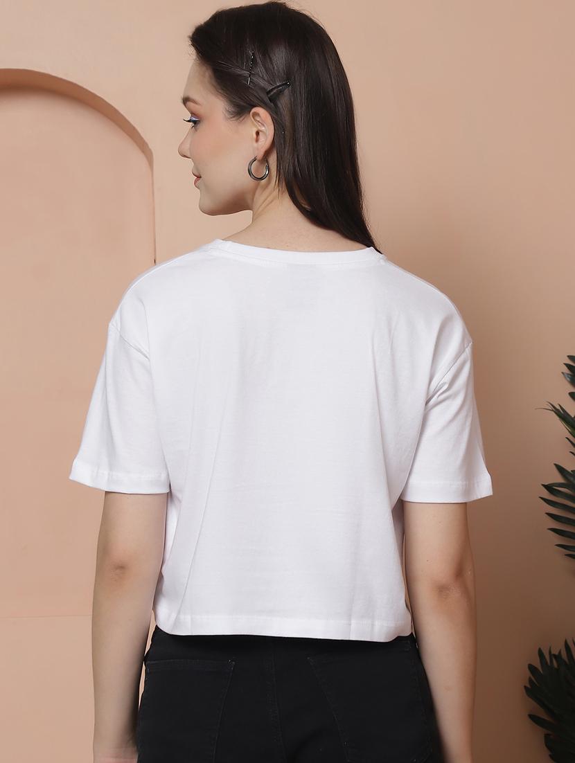 women solid crop oversized t-shirt - 21315087 - Standard Image - 3