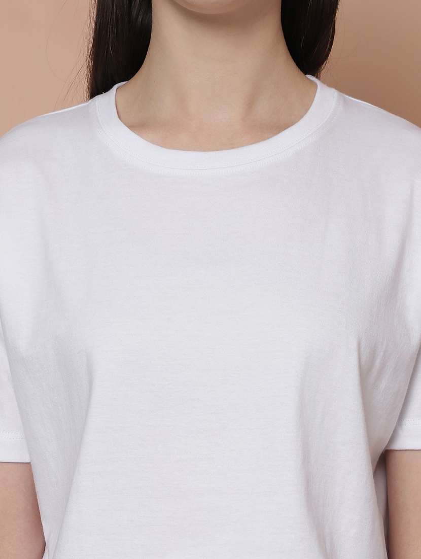 Women Solid Crop Oversized T Shirt