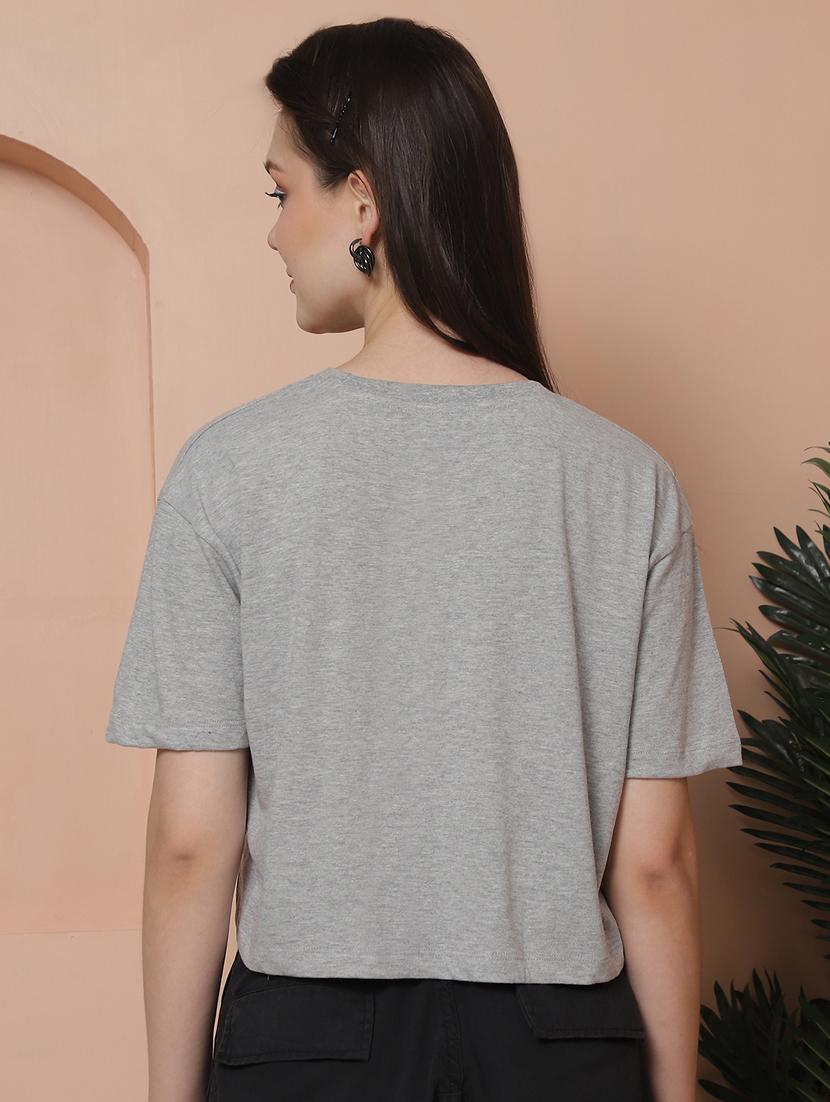 women solid crop oversized t-shirt - 21315089 - Standard Image - 3