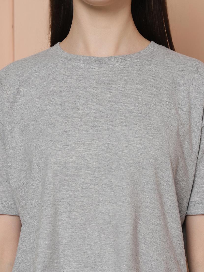 women solid crop oversized t-shirt - 21315089 - Standard Image - 5