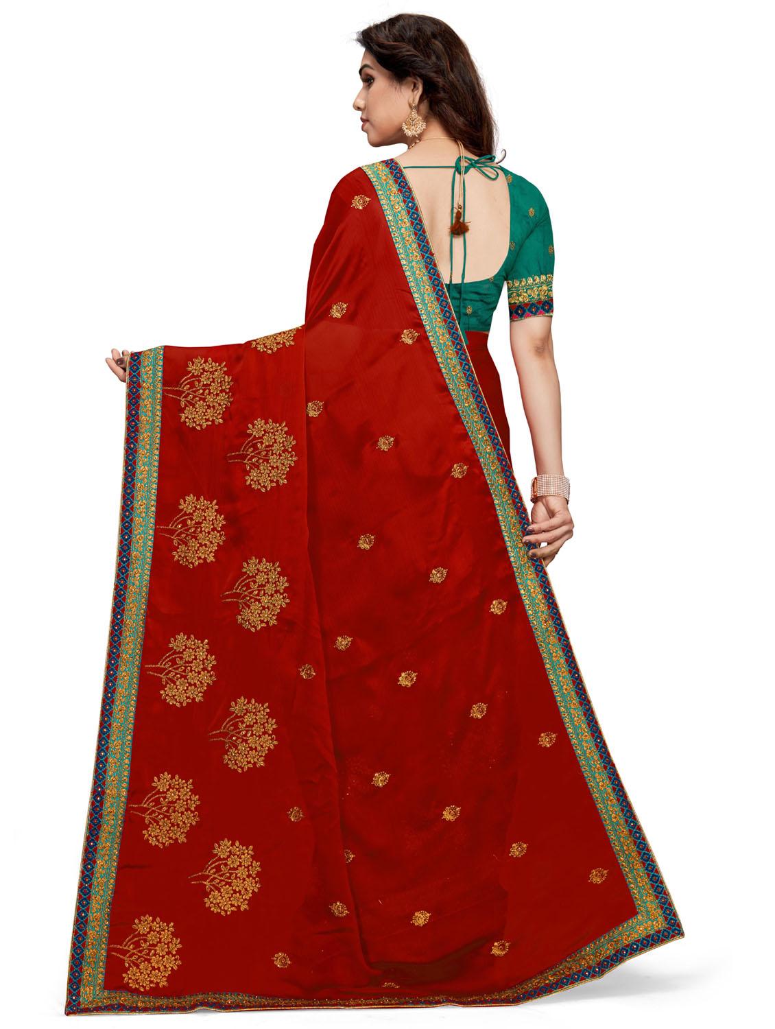 women embroidered saree with blouse - 21317348 - Standard Image - 3