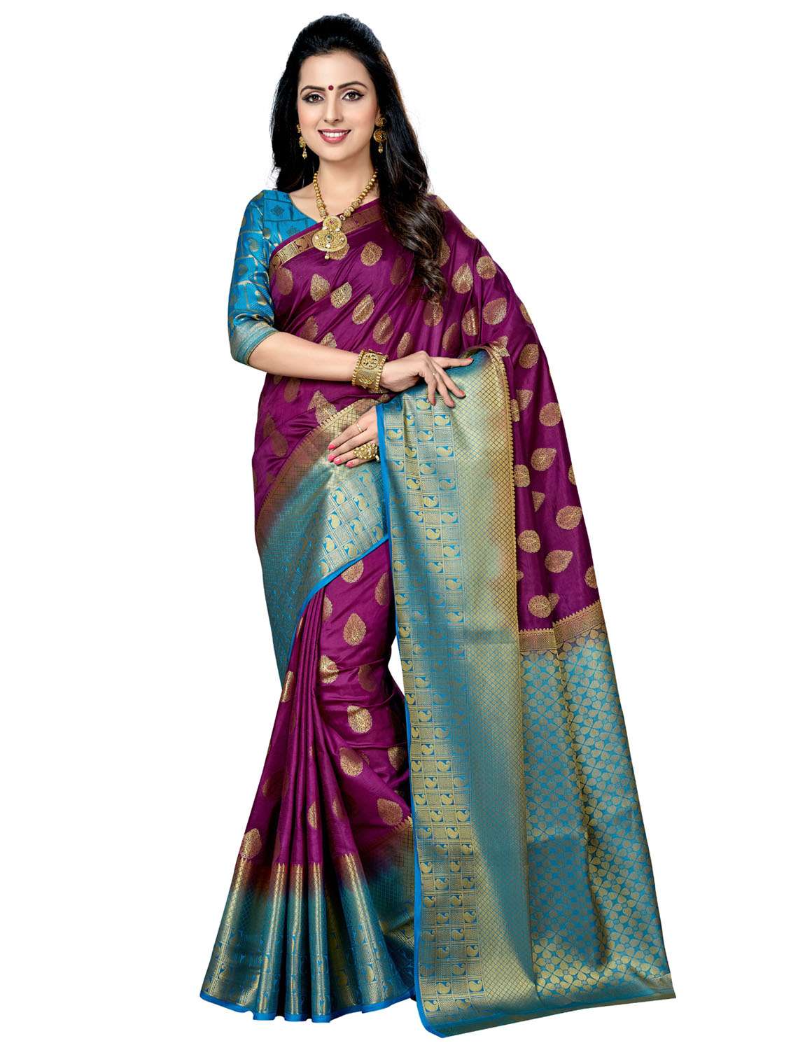 women self design banarasi saree with blouse
