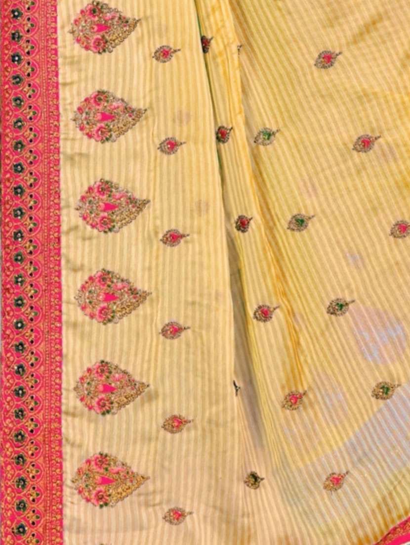 women yellow embroidered saree with blouse - 21317384 -  Standard Image - 5