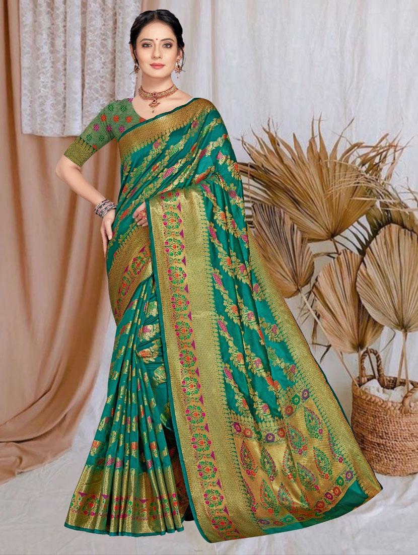 women self design banarasi saree with blouse