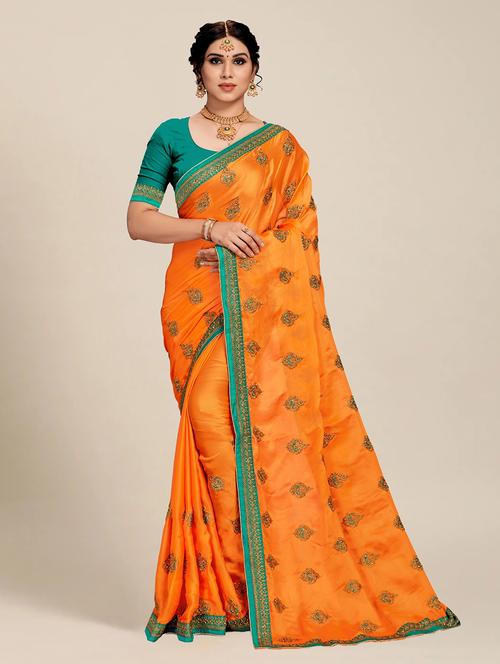 women mustard embroidered saree with blouse - 21317541 - Standard Image - 0