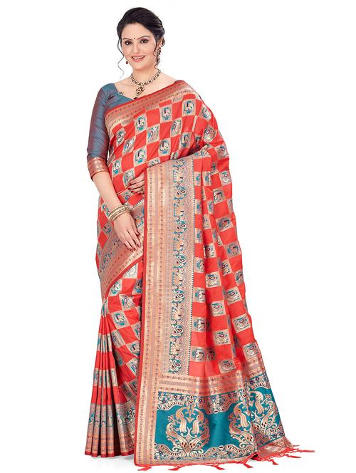 women self design banarasi saree with blouse - 21317632 - Standard Image - 0