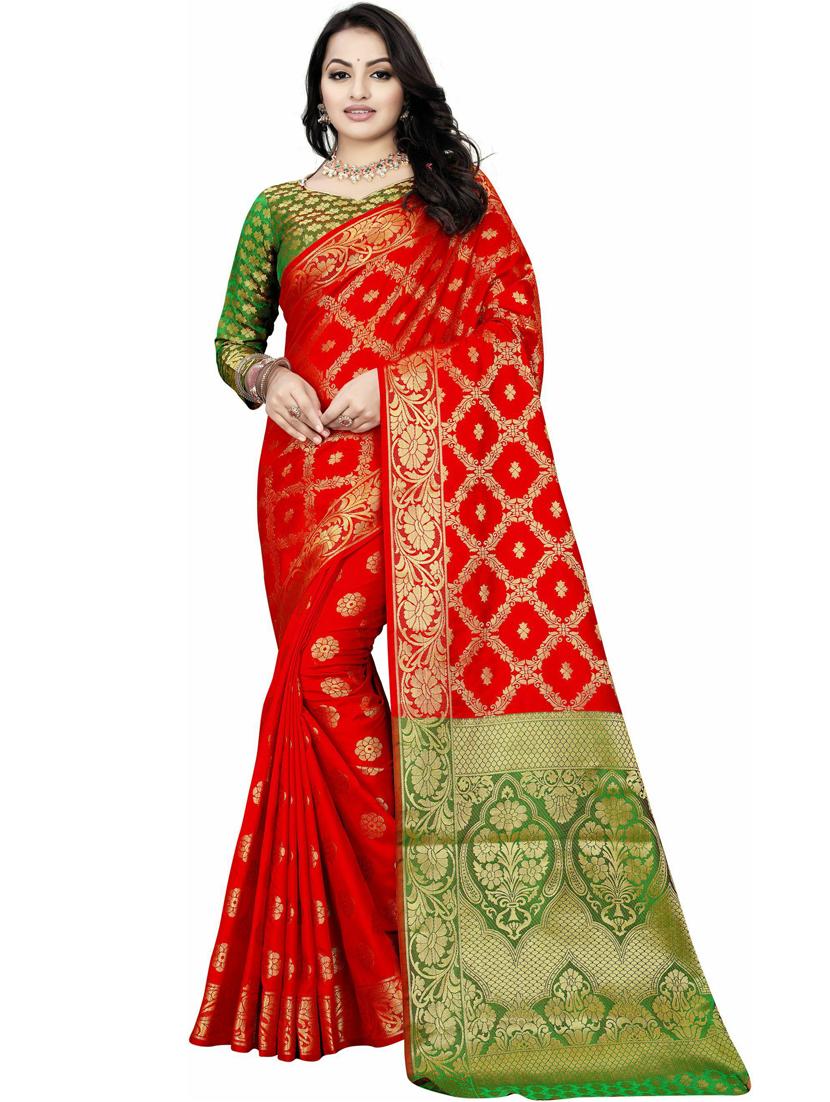 women self design banarasi saree with blouse - 21317718 - Zoom Image - 0
