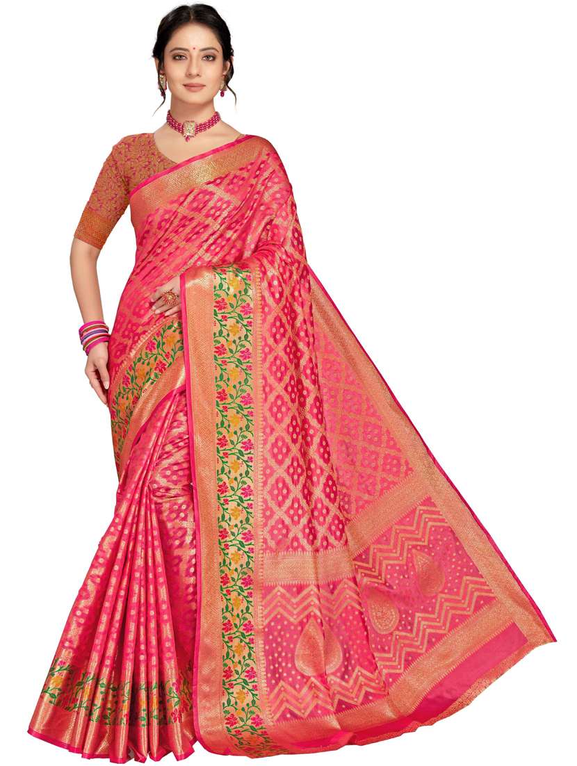 women self design banarasi saree with blouse