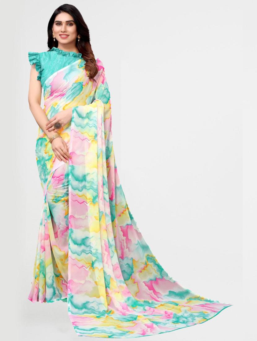 women pack of 2 printed saree with blouse - 21317745 - Standard Image - 3
