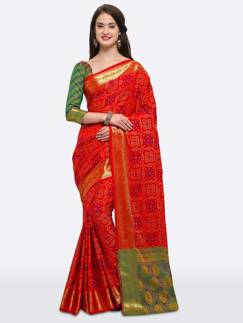 women self design patola saree with blouse