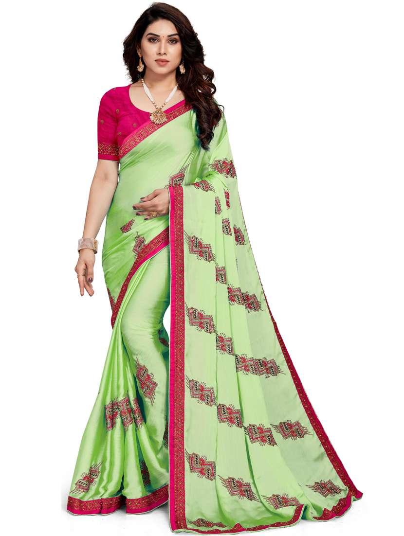 women neo mint embroidered saree with blouse