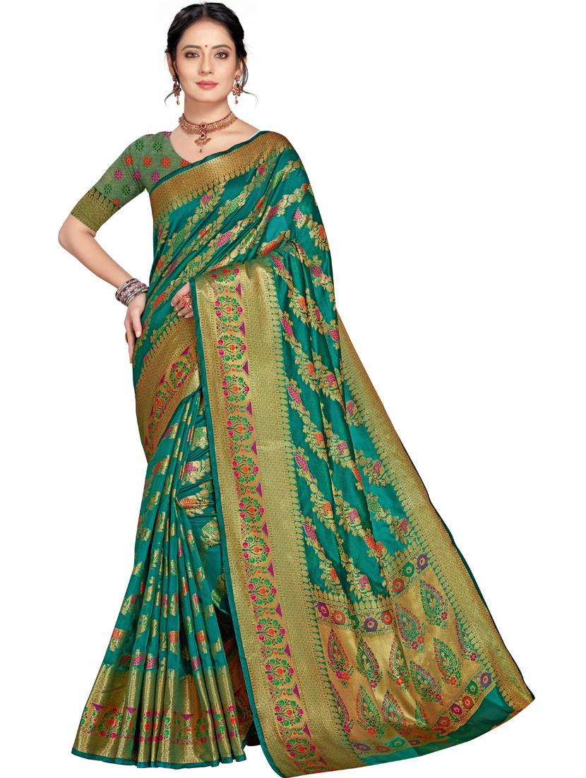 women self design banarasi saree with blouse