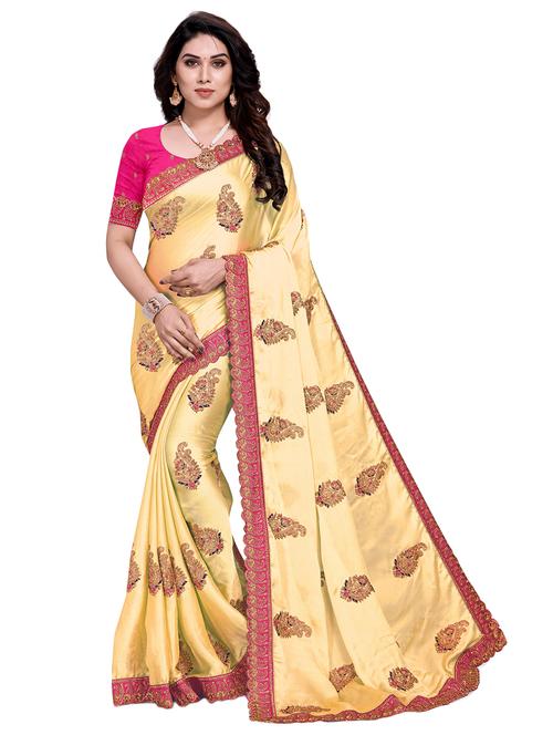 women yellow embroidered saree with blouse - 21317928 - Standard Image - 0