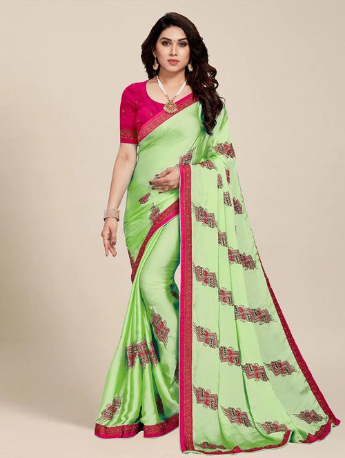 women neo mint embroidered saree with blouse - 21317951 -  Standard Image - 0
