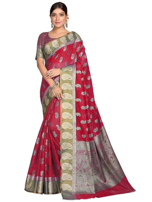 women self design handloom saree with blouse - 21318137 -  Standard Image - 0